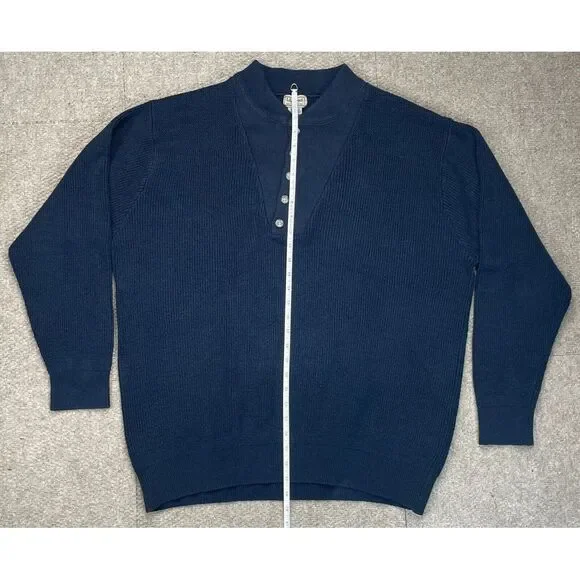 L.L. Bean Vintage Men's Blue 1/4 Button Up‎ Fisherman Sweater Size XL